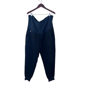Figs Zamora Maternity Scrub Pants Jogger Medical X Large Petite Technical Black
